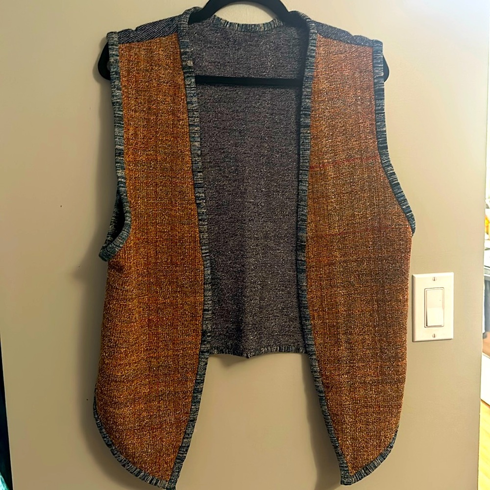Rust-Orange and Blue Woven Vest 💙🧡